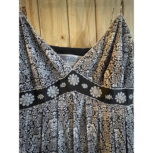 Jessica Howard‎ Spaghetti Strap Zip Black & White Beaded Size 12 Built In Slip - Picture 2 of 11